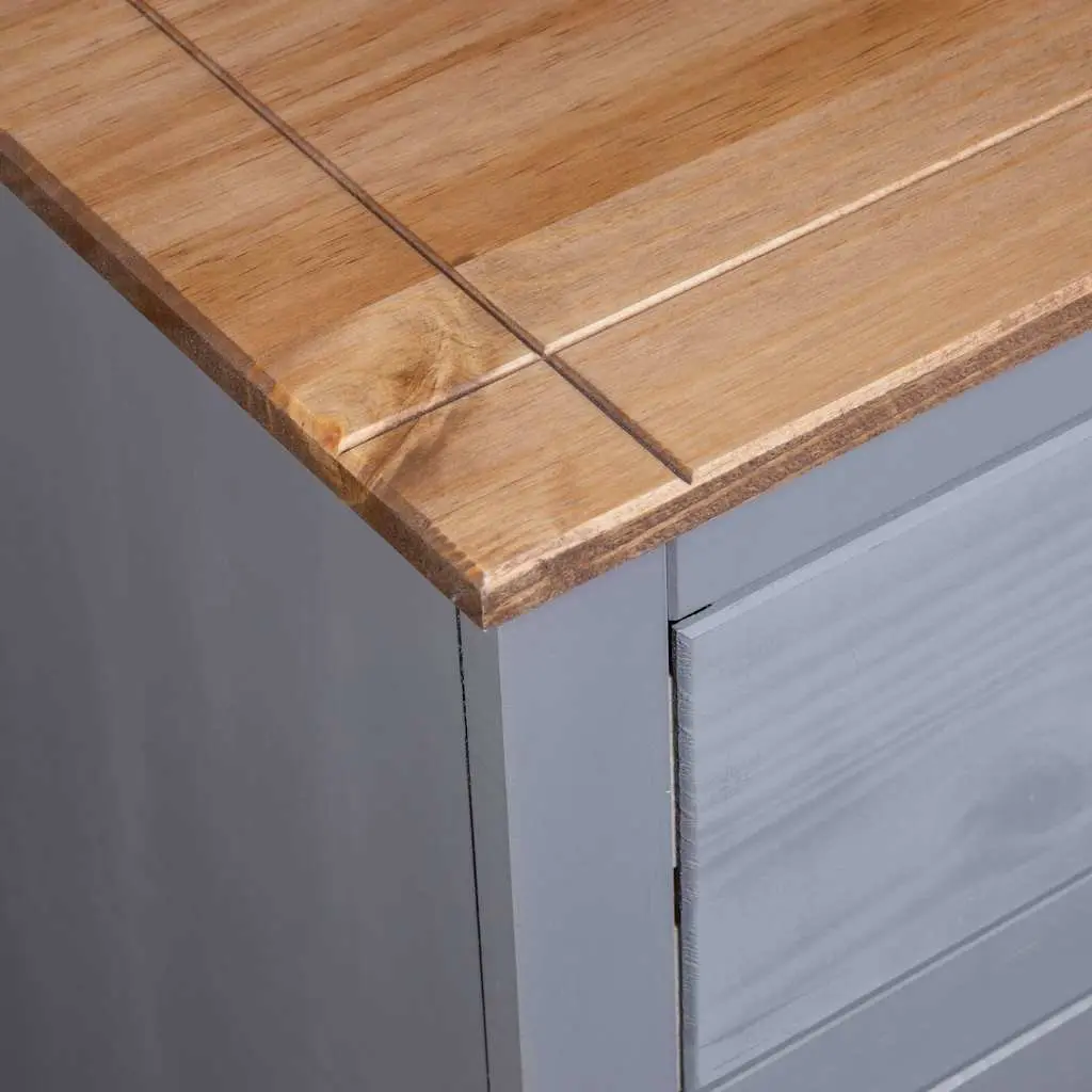 Sideboard Grey 80x40x83cm 4 Drawer Storage Cabinet Solid Pinewood Furniture