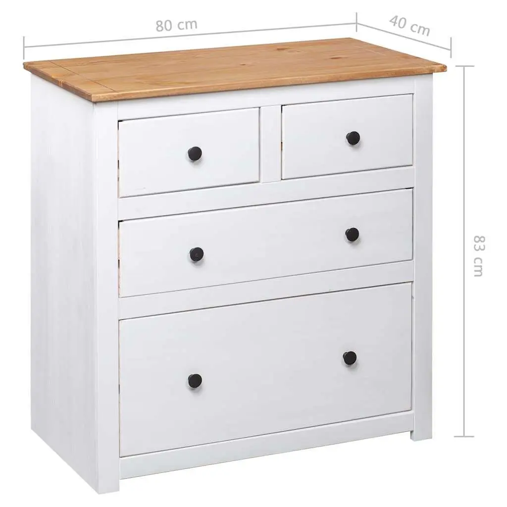 Rustic White Pine Sideboard with 4 Drawers