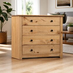 Warm Brown Side Cabinet 80x40x73 cm with 4 Drawers
