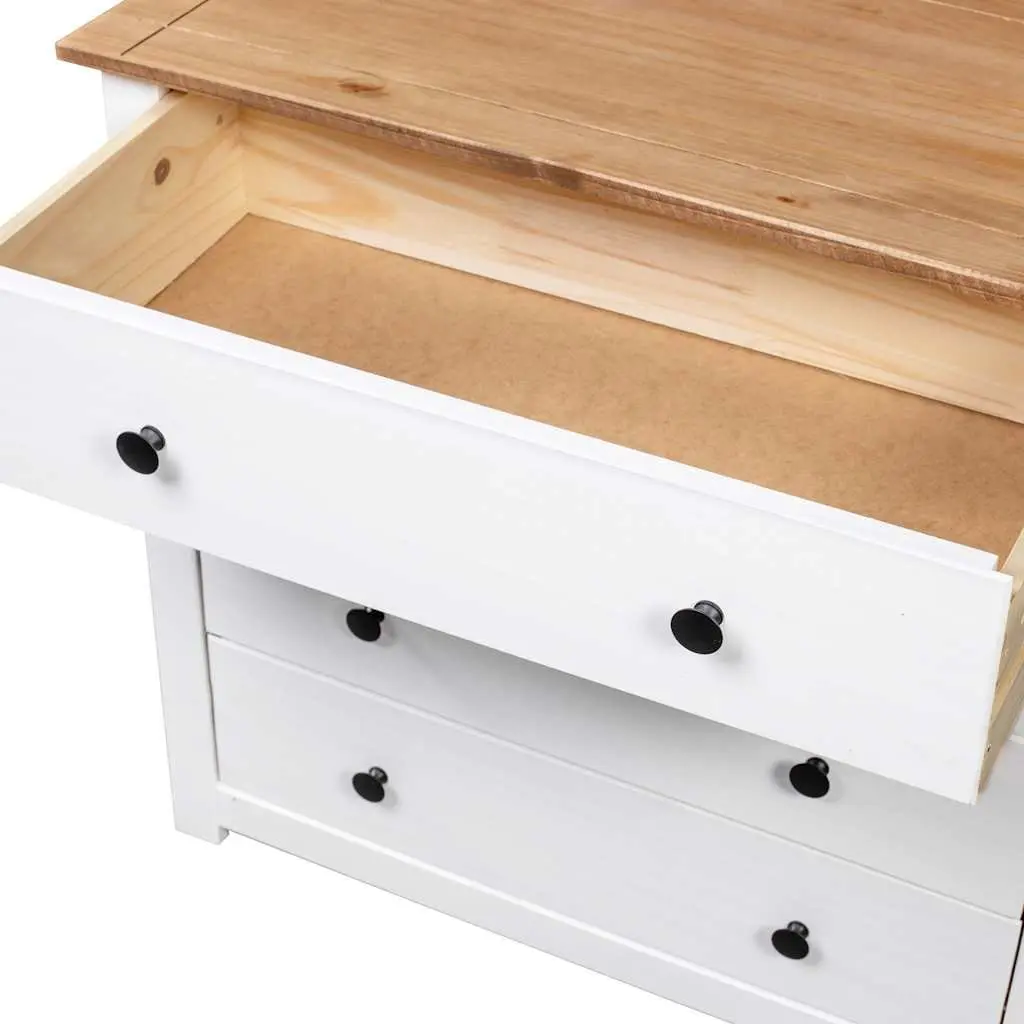 Side Cabinet White 80x40x73cm Pine Storage Sideboard Buffet 4 Drawers