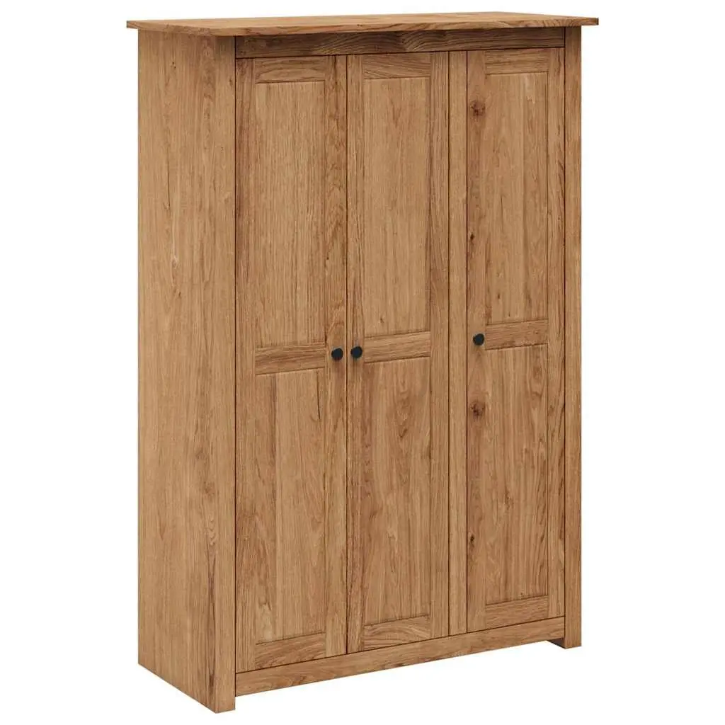 3-Door Wardrobe Brown 118x50x171.5 cm Solid Pinewood Storage Cabinet Cupboard Bedroom Furniture