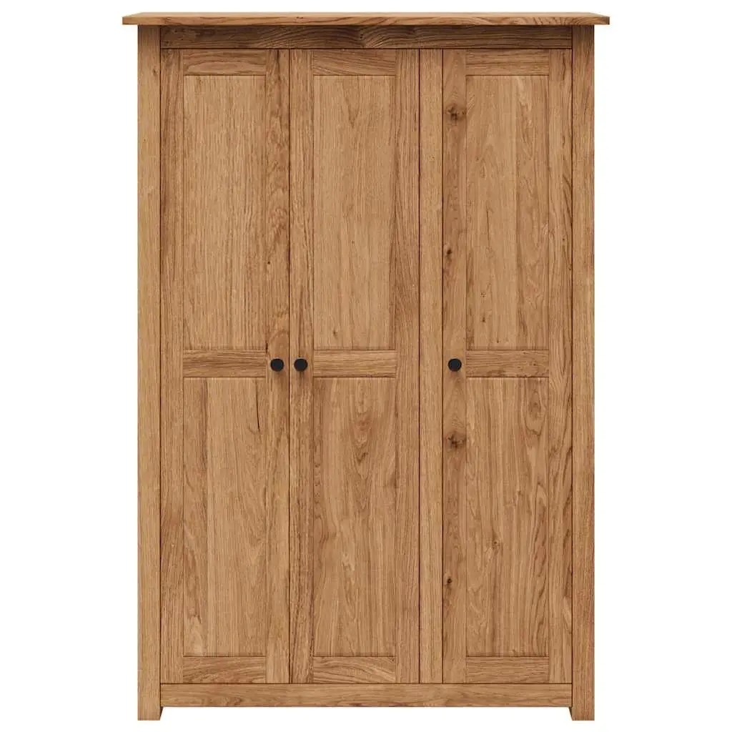 3-Door Wardrobe Brown 118x50x171.5 cm Solid Pinewood Storage Cabinet Cupboard Bedroom Furniture