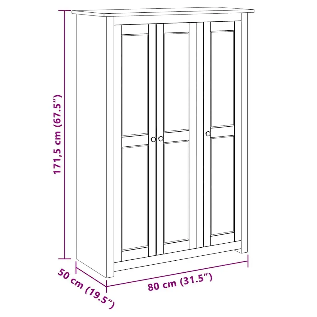 3-Door Wardrobe Brown 118x50x171.5 cm Solid Pinewood Storage Cabinet Cupboard Bedroom Furniture