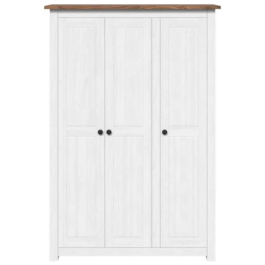 3-Door Wardrobe White Storage Cabinet Bedroom Furniture Pinewood 118x50x171.5cm