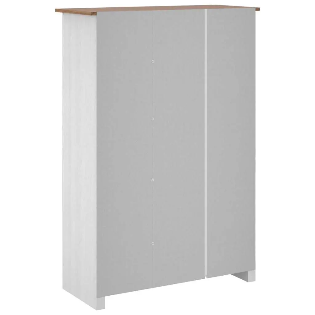 3-Door Wardrobe White Storage Cabinet Bedroom Furniture Pinewood 118x50x171.5cm