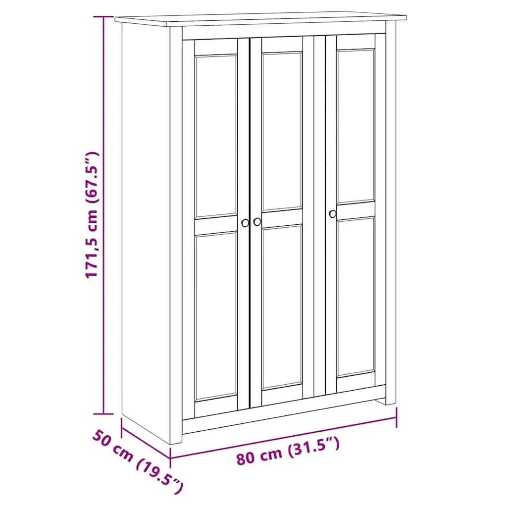 3-Door Wardrobe White Storage Cabinet Bedroom Furniture Pinewood 118x50x171.5cm