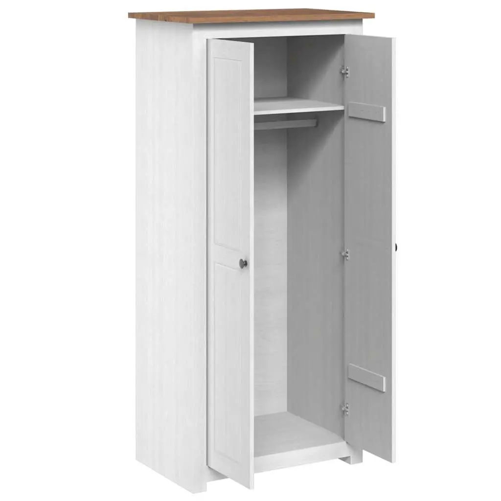 White Wardrobe Solid Pine Storage Cabinet Bedroom Cupboard 80W x 50D x 171.5H cm