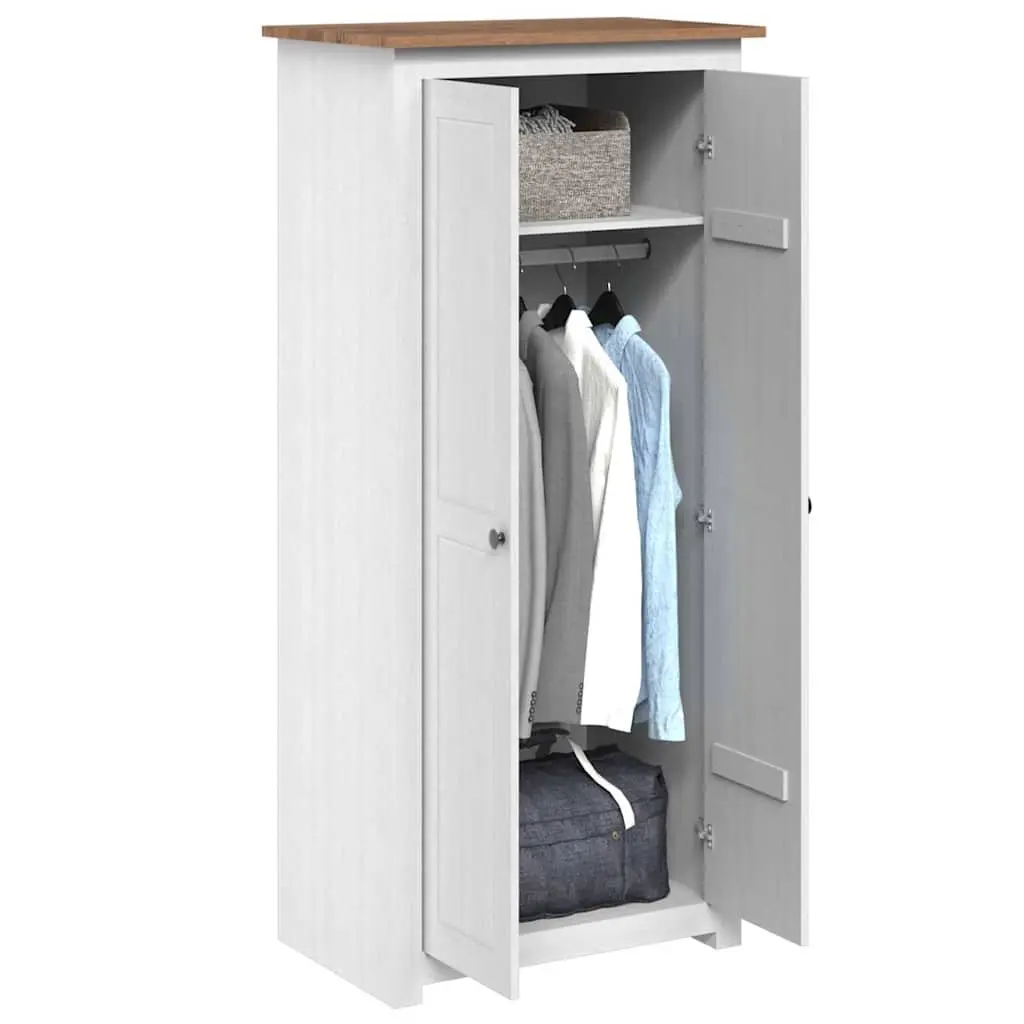 White Wardrobe Solid Pine Storage Cabinet Bedroom Cupboard 80W x 50D x 171.5H cm