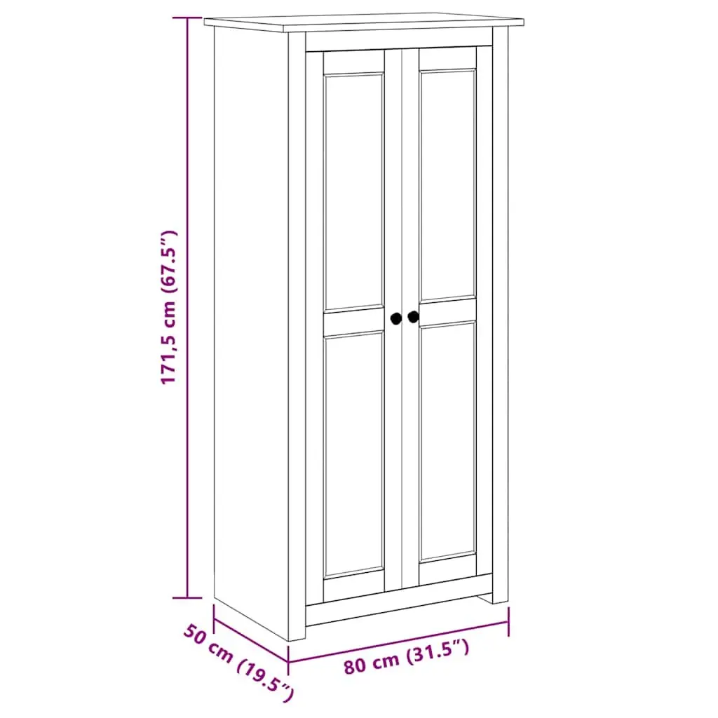 White Wardrobe Solid Pine Storage Cabinet Bedroom Cupboard 80W x 50D x 171.5H cm