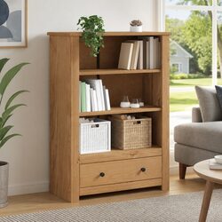 Rustic Wooden Bookcase 80x35x110 cm in Solid Pine