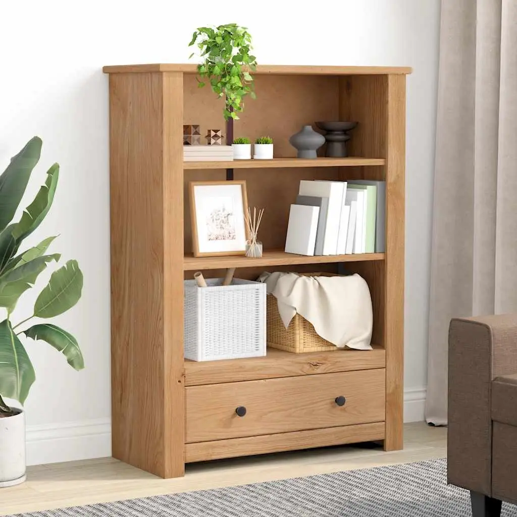 Wooden Bookcase 80x35x110 cm Solid Pine Brown Storage Shelving Unit with Drawer