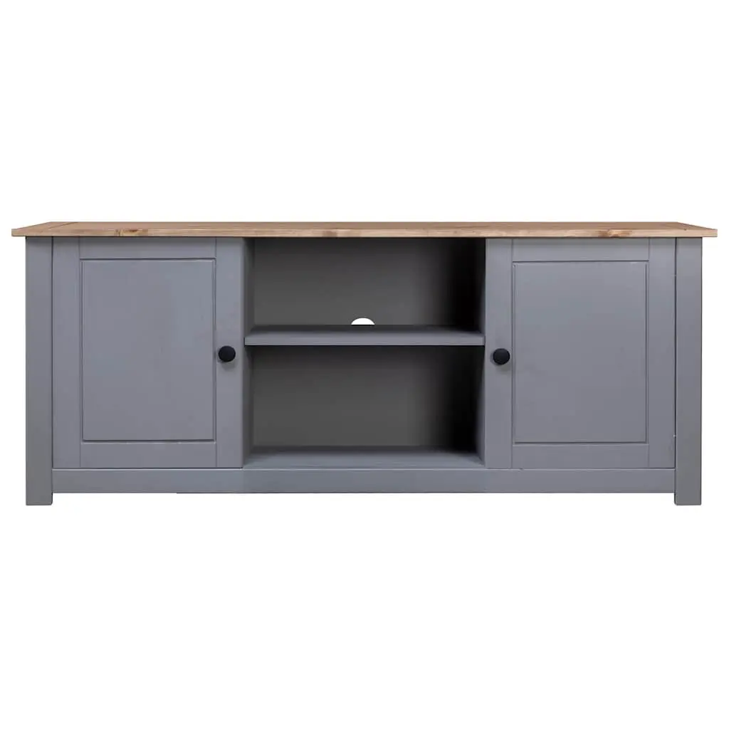 TV Cabinet Grey Rustic Wooden Storage Unit 120x40x50cm Solid Pine Wood