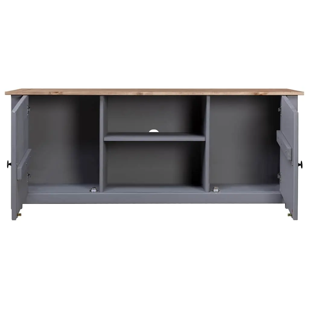 TV Cabinet Grey Rustic Wooden Storage Unit 120x40x50cm Solid Pine Wood