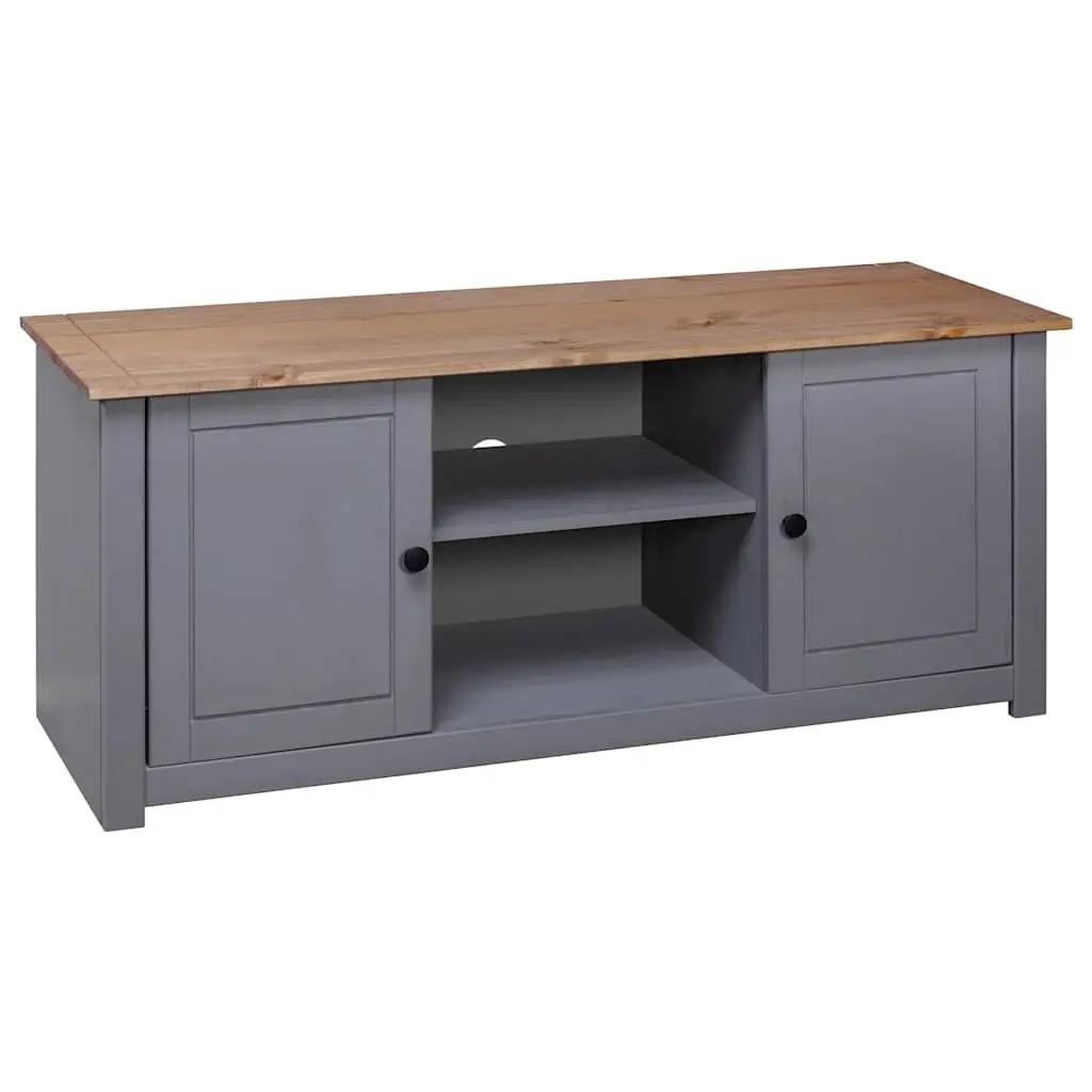 TV Cabinet Grey Rustic Wooden Storage Unit 120x40x50cm Solid Pine Wood