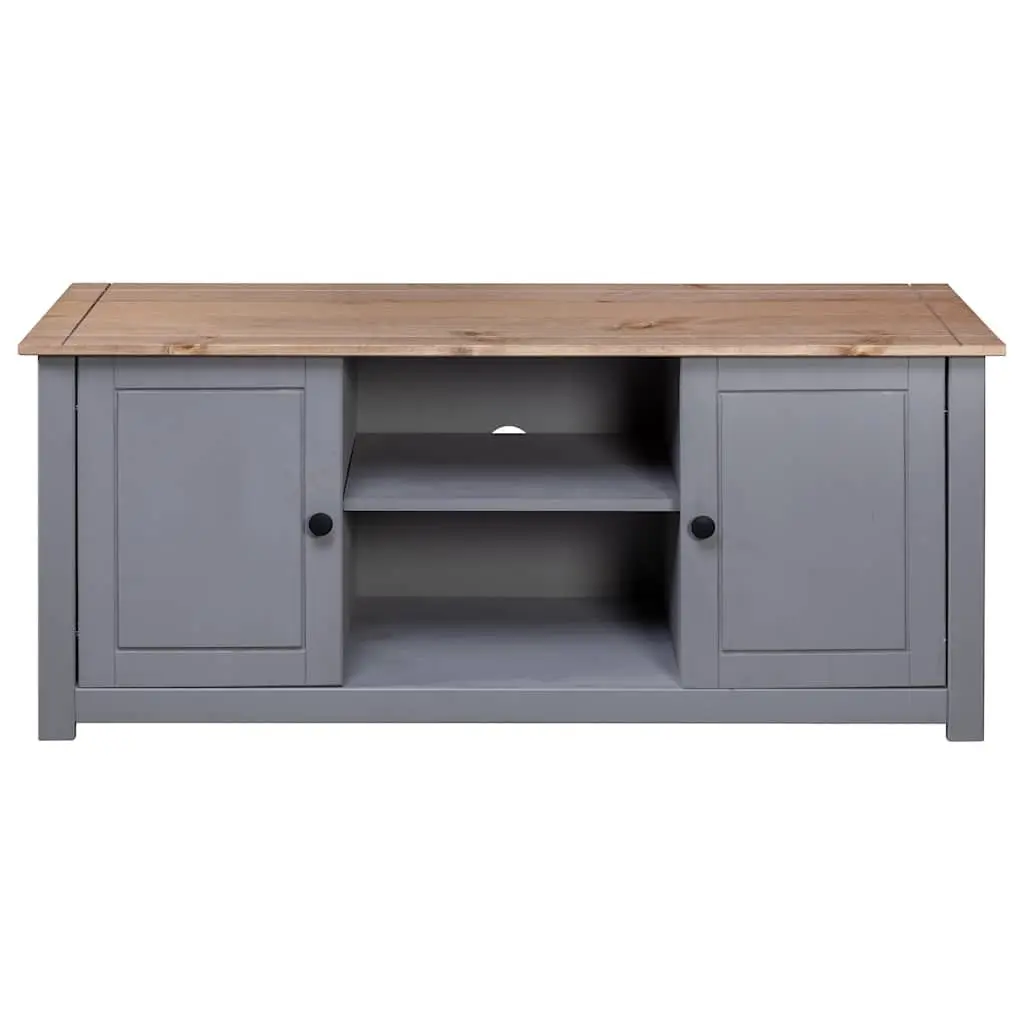 TV Cabinet Grey Rustic Wooden Storage Unit 120x40x50cm Solid Pine Wood