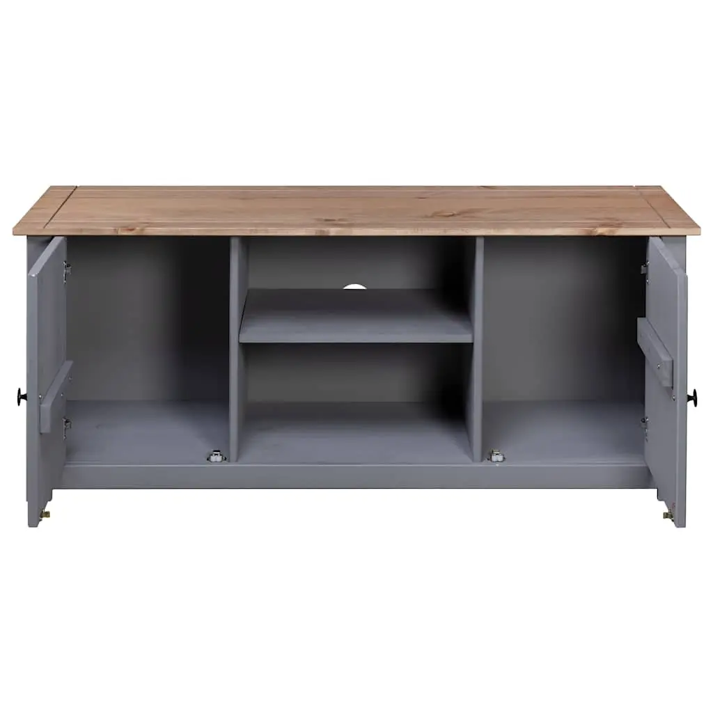 TV Cabinet Grey Rustic Wooden Storage Unit 120x40x50cm Solid Pine Wood