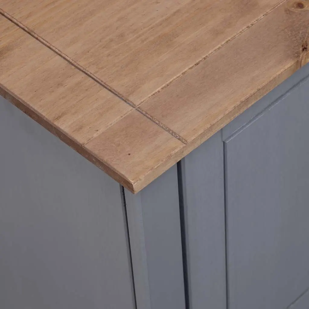 TV Cabinet Grey Rustic Wooden Storage Unit 120x40x50cm Solid Pine Wood