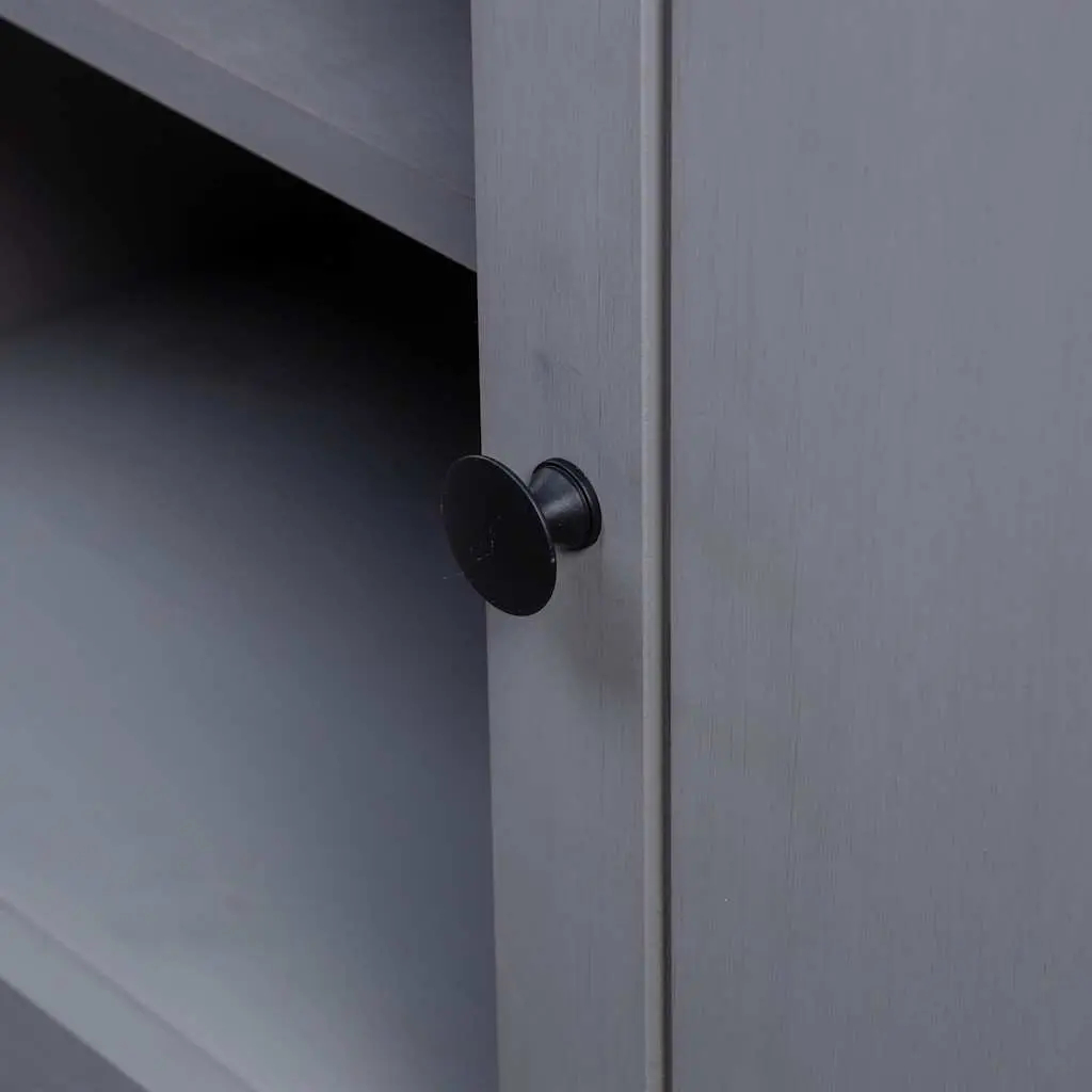 TV Cabinet Grey Rustic Wooden Storage Unit 120x40x50cm Solid Pine Wood