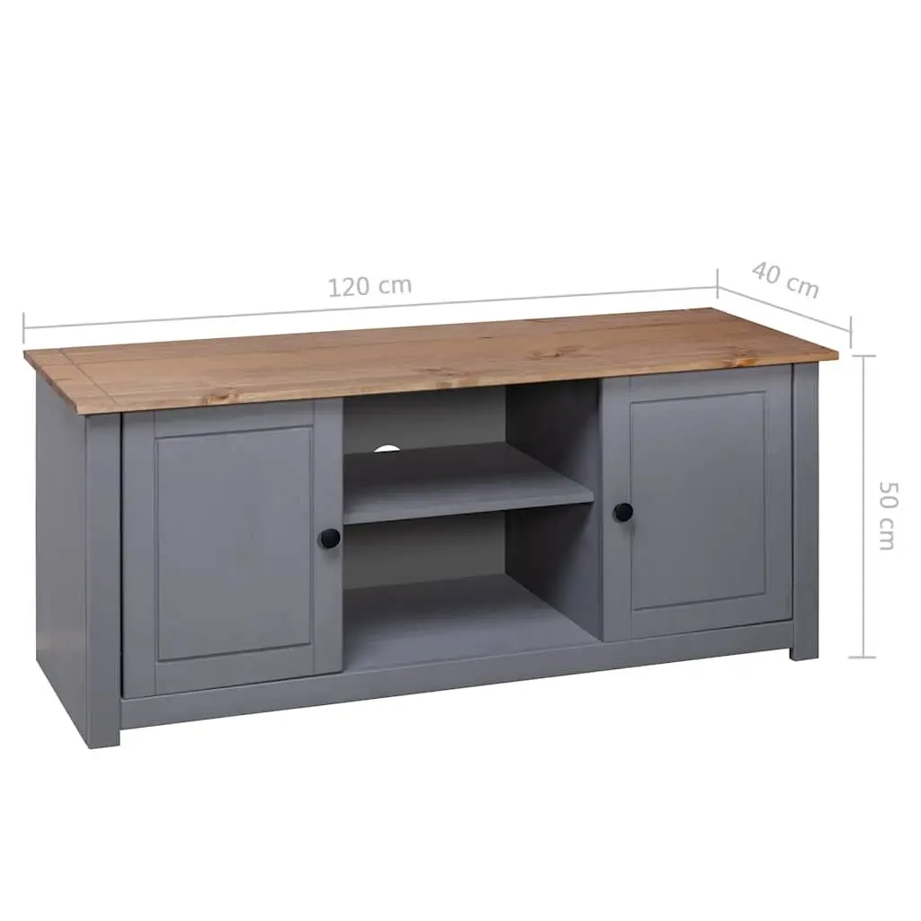 TV Cabinet Grey Rustic Wooden Storage Unit 120x40x50cm Solid Pine Wood