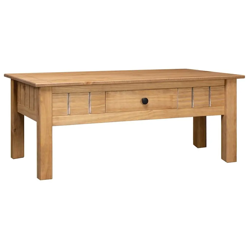 Solid Pine Wood Coffee Table with Drawer in Brown