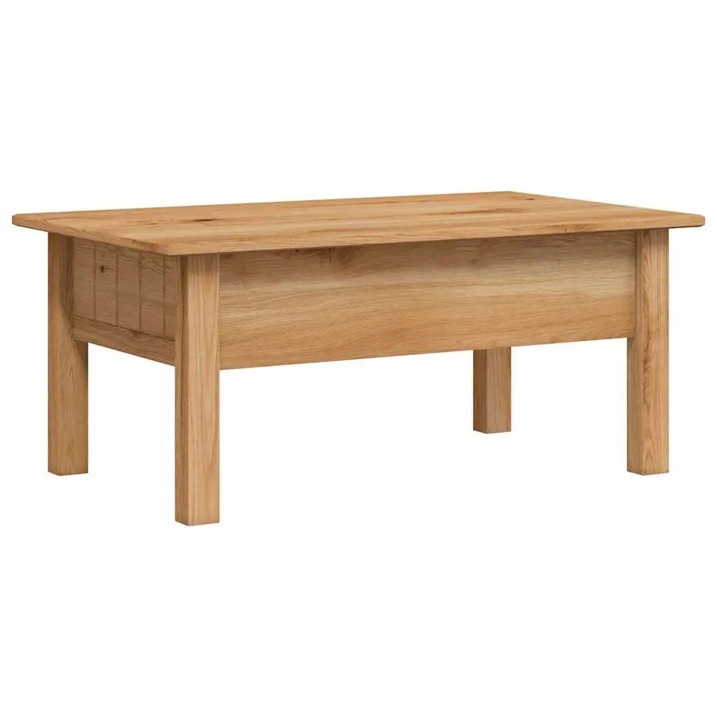 Solid Pine Wood Coffee Table with Drawer in Brown