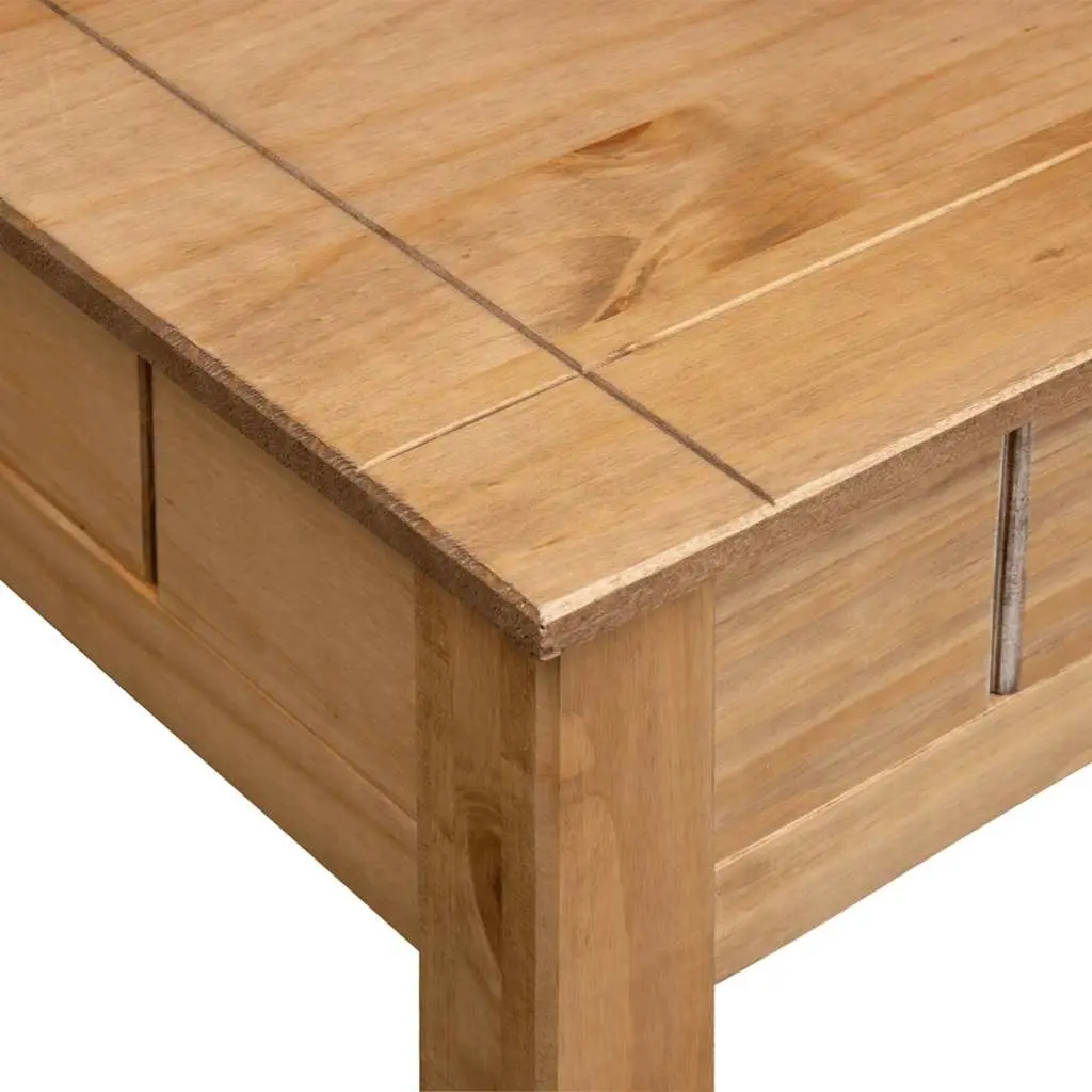 Solid Pine Wood Coffee Table with Drawer in Brown
