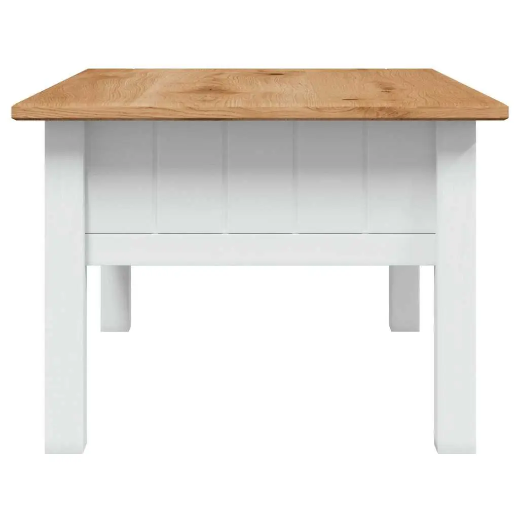 White Solid Pine Wood Coffee Table with Drawer Storage