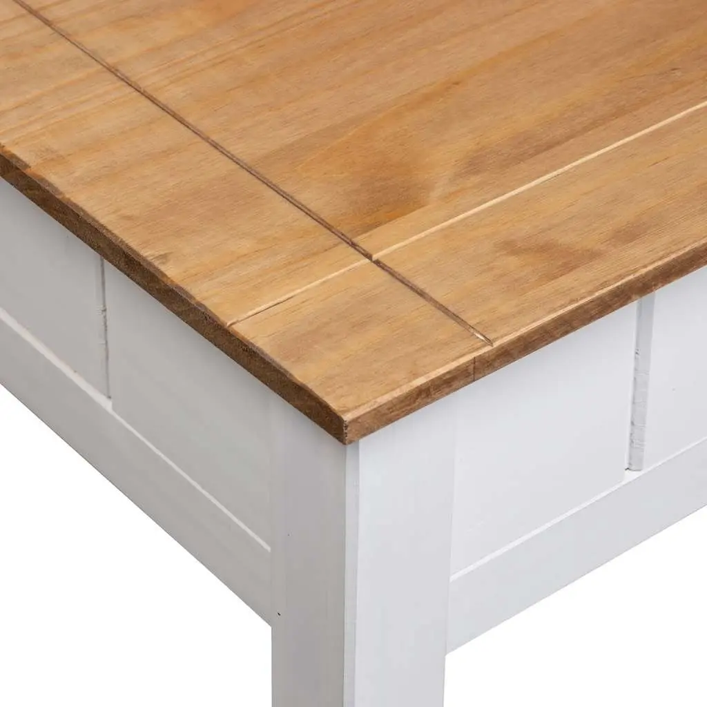 White Solid Pine Wood Coffee Table with Drawer Storage