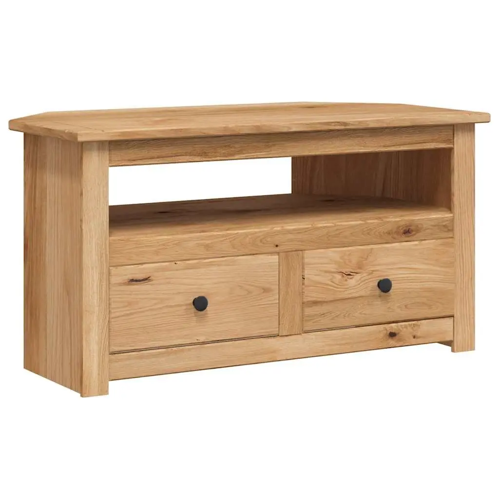 Corner TV Cabinet Brown 93x49x49cm Solid Pinewood Storage Unit with Drawers
