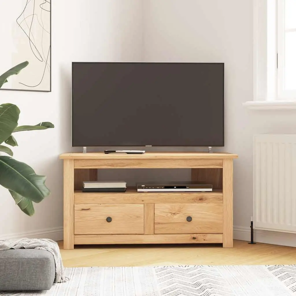 Corner TV Cabinet Brown 93x49x49cm Solid Pinewood Storage Unit with Drawers