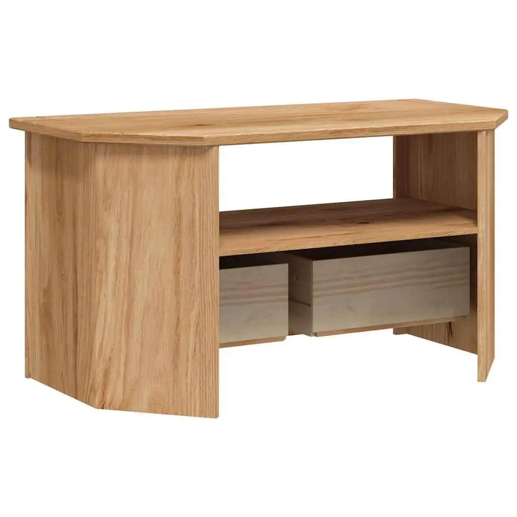 Corner TV Cabinet Brown 93x49x49cm Solid Pinewood Storage Unit with Drawers