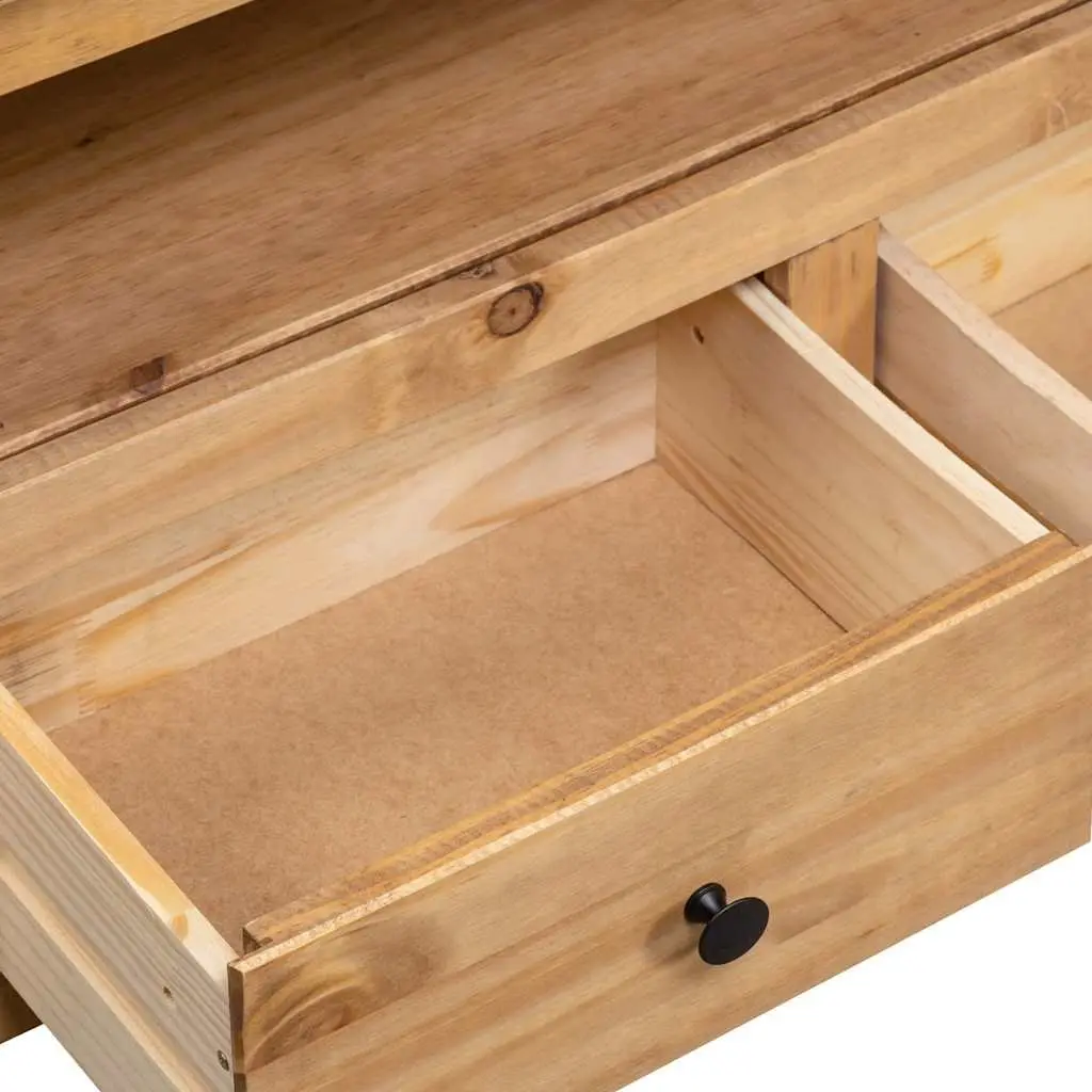 Corner TV Cabinet Brown 93x49x49cm Solid Pinewood Storage Unit with Drawers