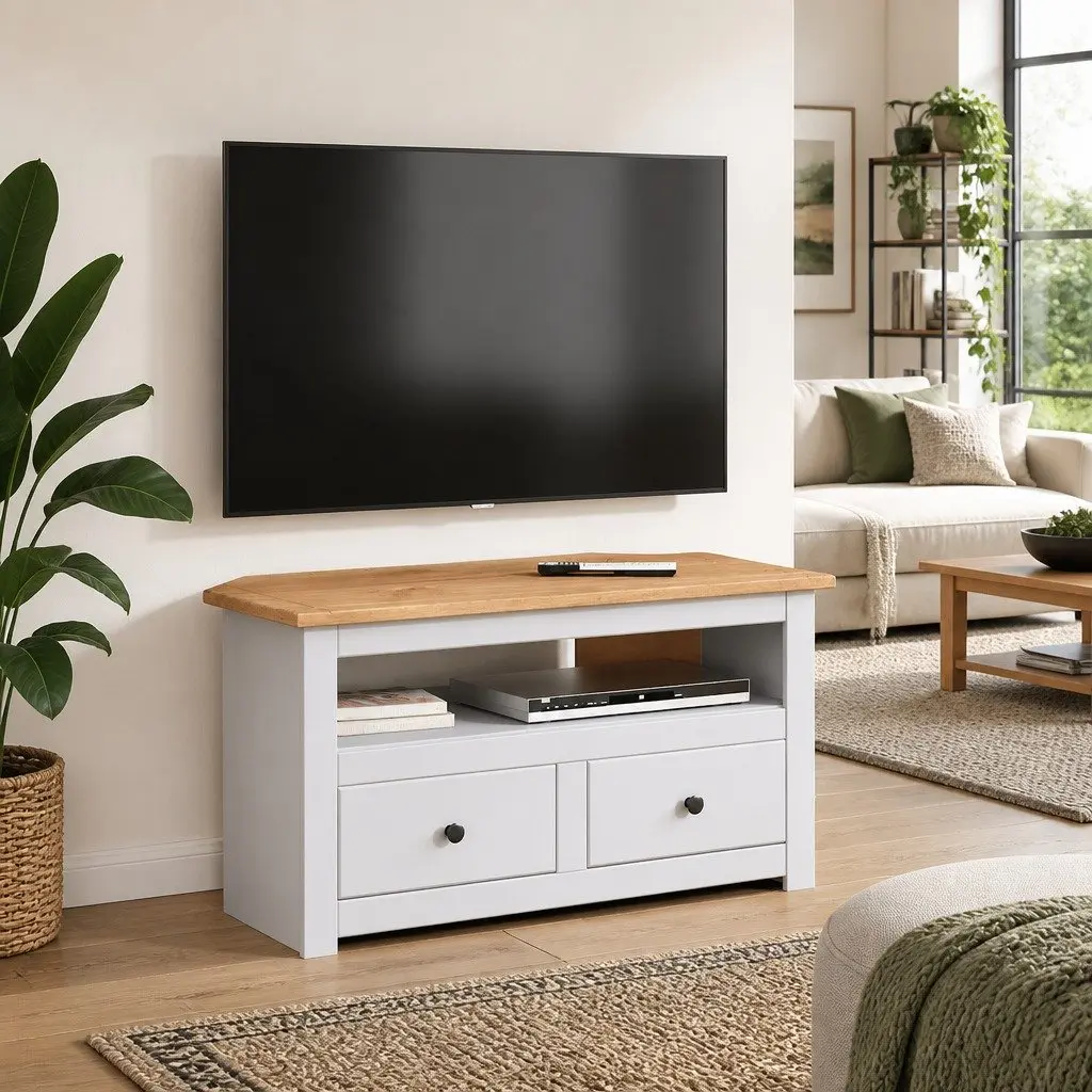 White Corner TV Cabinet for Living Room