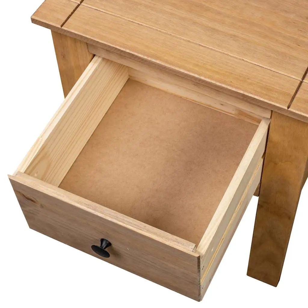 Brown Pine Bedside Cabinet 46x40x57cm with Storage Drawer