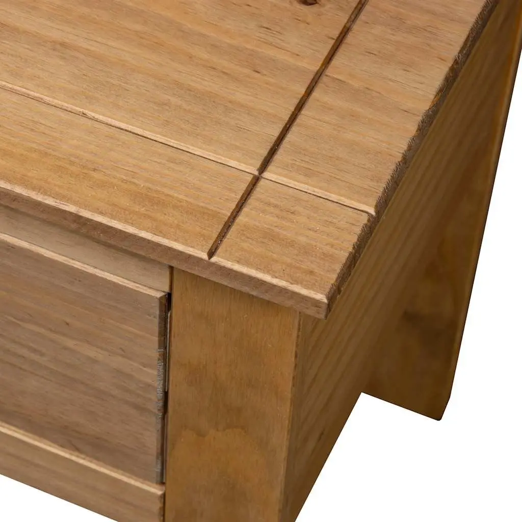 Brown Pine Bedside Cabinet 46x40x57cm with Storage Drawer