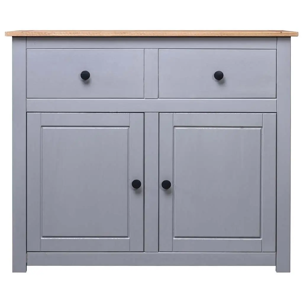 Grey Sideboard 93x40x80 cm Solid Pinewood Storage Cabinet
