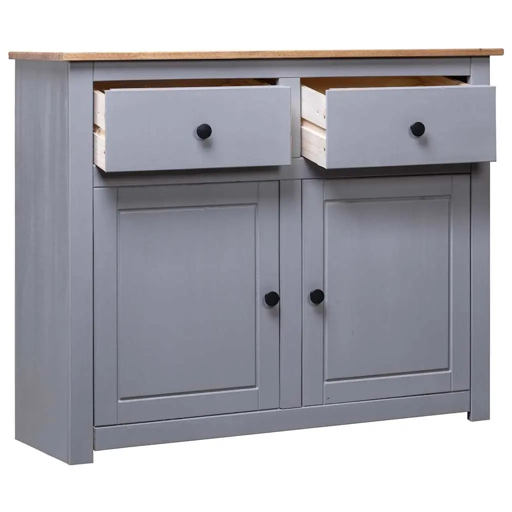 Grey Sideboard 93x40x80 cm Solid Pinewood Storage Cabinet