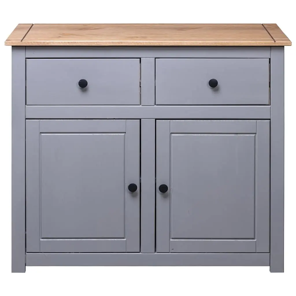 Grey Sideboard 93x40x80 cm Solid Pinewood Storage Cabinet