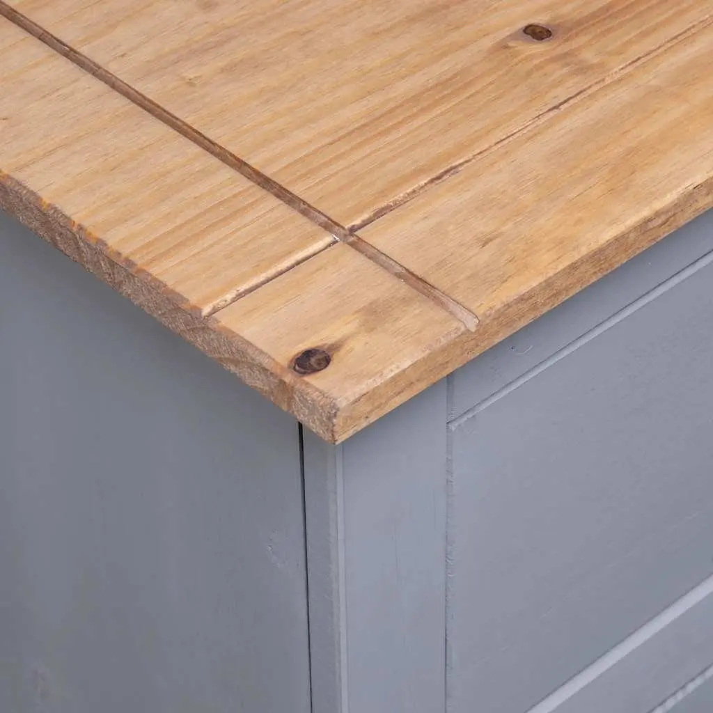 Grey Sideboard 93x40x80 cm Solid Pinewood Storage Cabinet