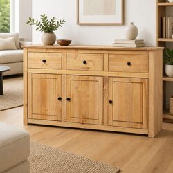 Elegant Solid Pinewood Sideboard 135x40x80 cm Brown