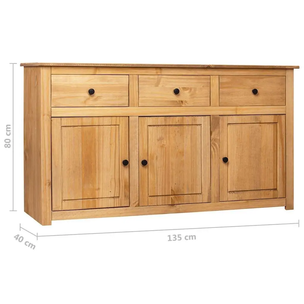 Solid Pinewood Sideboard Brown 135x40x80 cm Storage Cabinet Buffet Chest