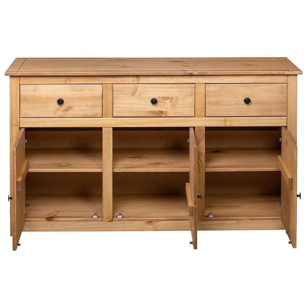 Solid Pinewood Sideboard Brown 135x40x80 cm Storage Cabinet Buffet Chest