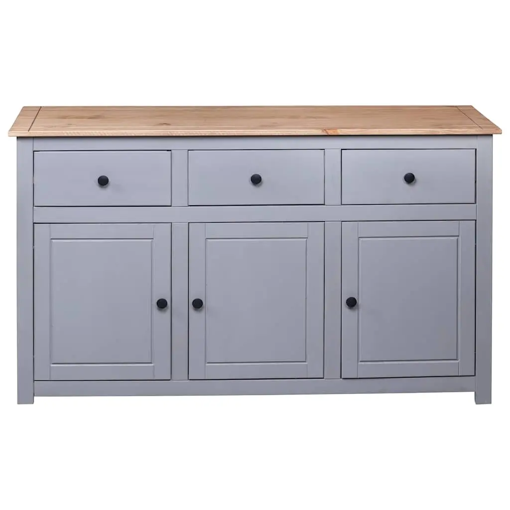 Solid Pinewood Sideboard Grey 3 Drawer Storage Cabinet