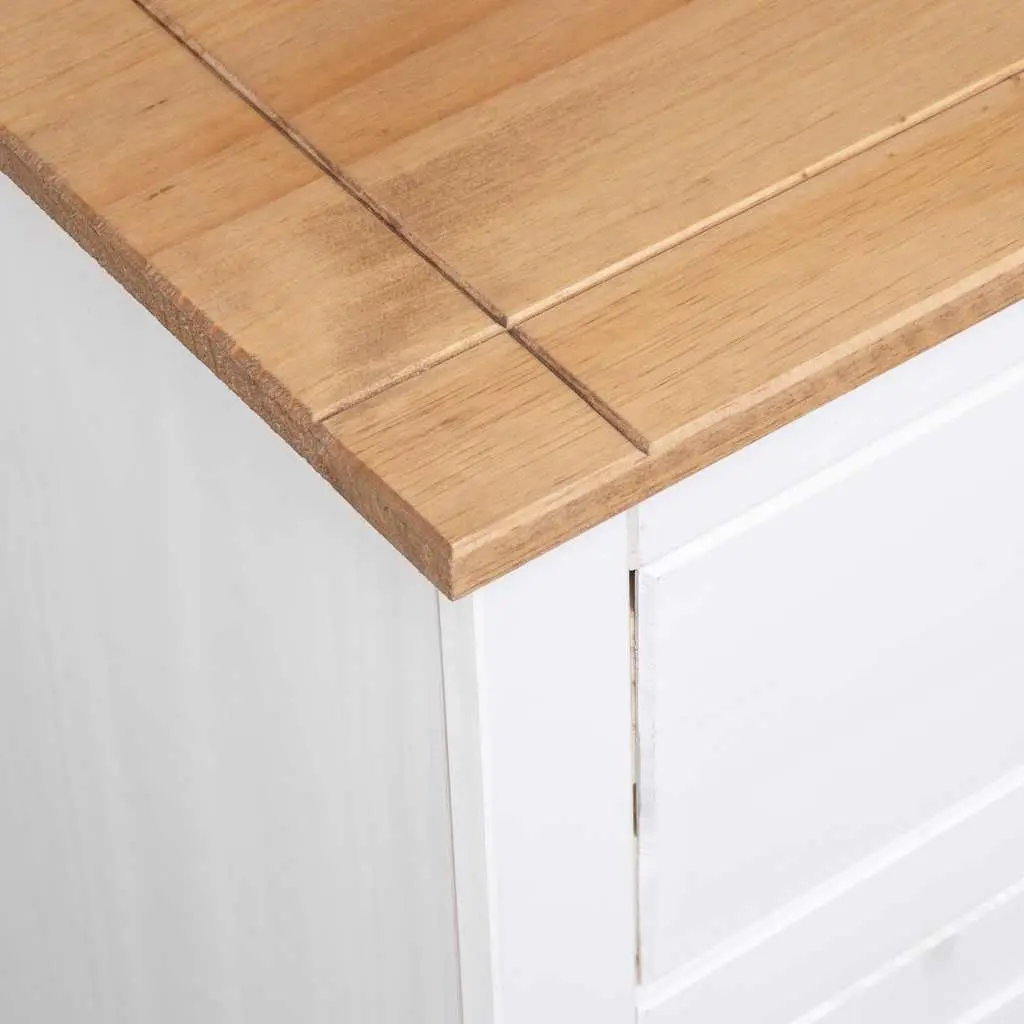 Solid Pinewood Sideboard White 3 Drawer Storage Cabinet Buffet Display Unit 135W x 40D x 80H cm