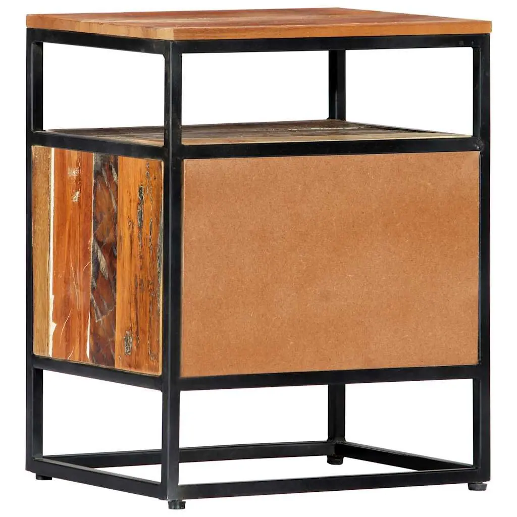 Bedside Cabinet Brown 40x30x50cm Solid Reclaimed Wood Steel Frame Nightstand