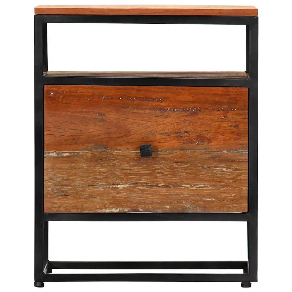 Bedside Cabinet Brown 40x30x50cm Solid Reclaimed Wood Steel Frame Nightstand