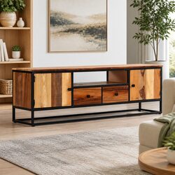 Reclaimed Wood TV Cabinet with Steel Frame 120x30x40 cm