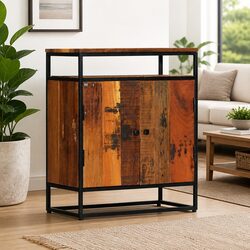 Reclaimed Wood Side Cabinet for Cozy Living Spaces