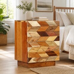 Reclaimed Wood Nightstand 40x30x50 cm with 2 Drawers