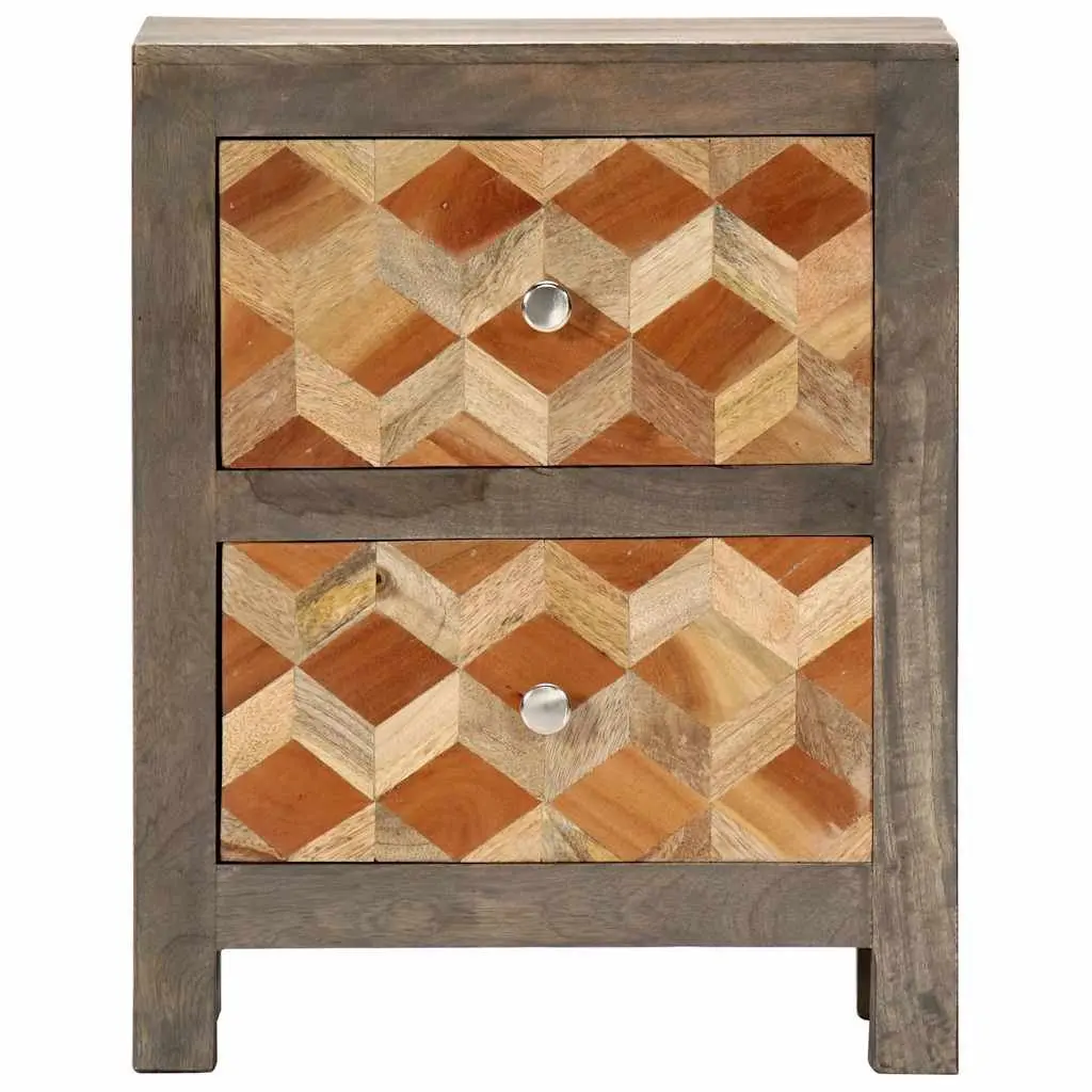 Grey Bedside Cabinet 40x30x50 cm Solid Mango Wood